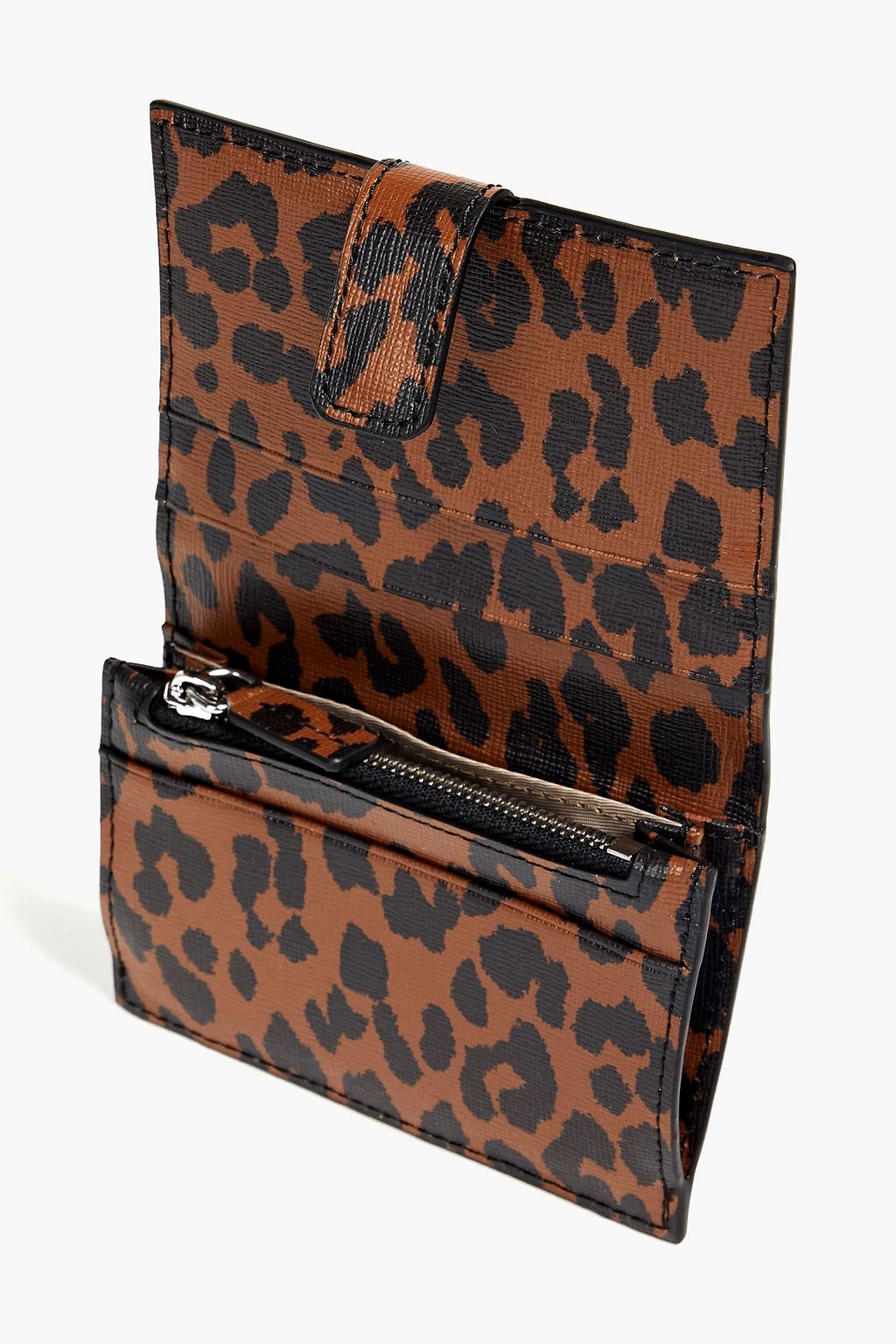 GANNI Leopard-print textured-leather wallet