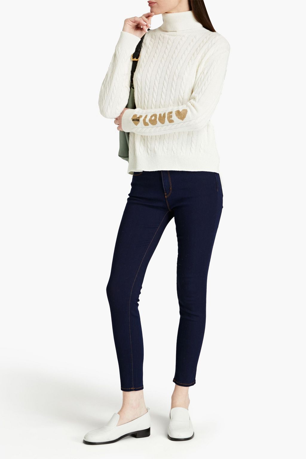 LOVE MOSCHINO Cable-knit turtleneck sweater