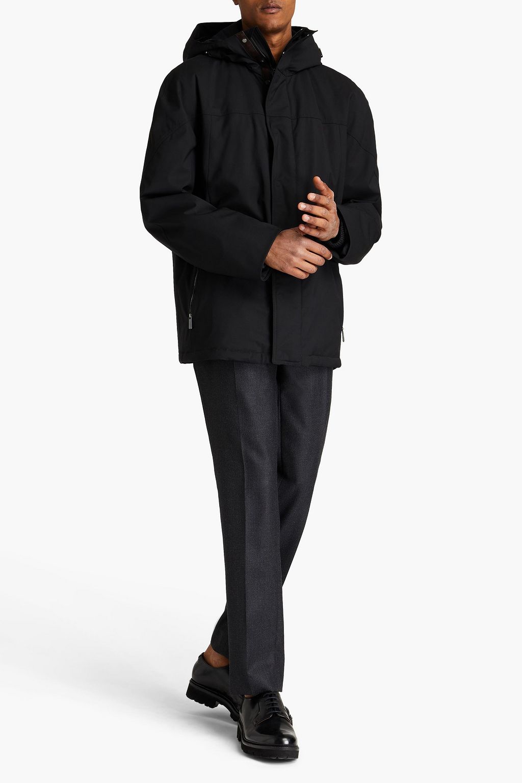 ZEGNA Twill-paneled wool-canvas hooded jacket