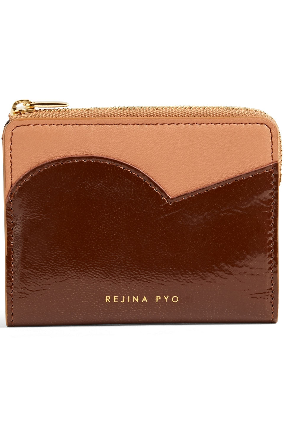 Rejina Pyo Smooth And Patent-leather Wallet In Chocolate