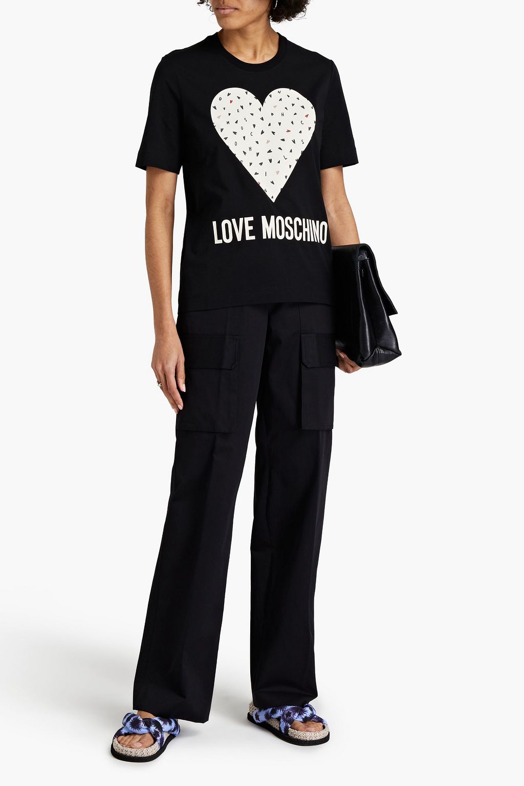 LOVE MOSCHINO Printed stretch-cotton jersey T-shirt