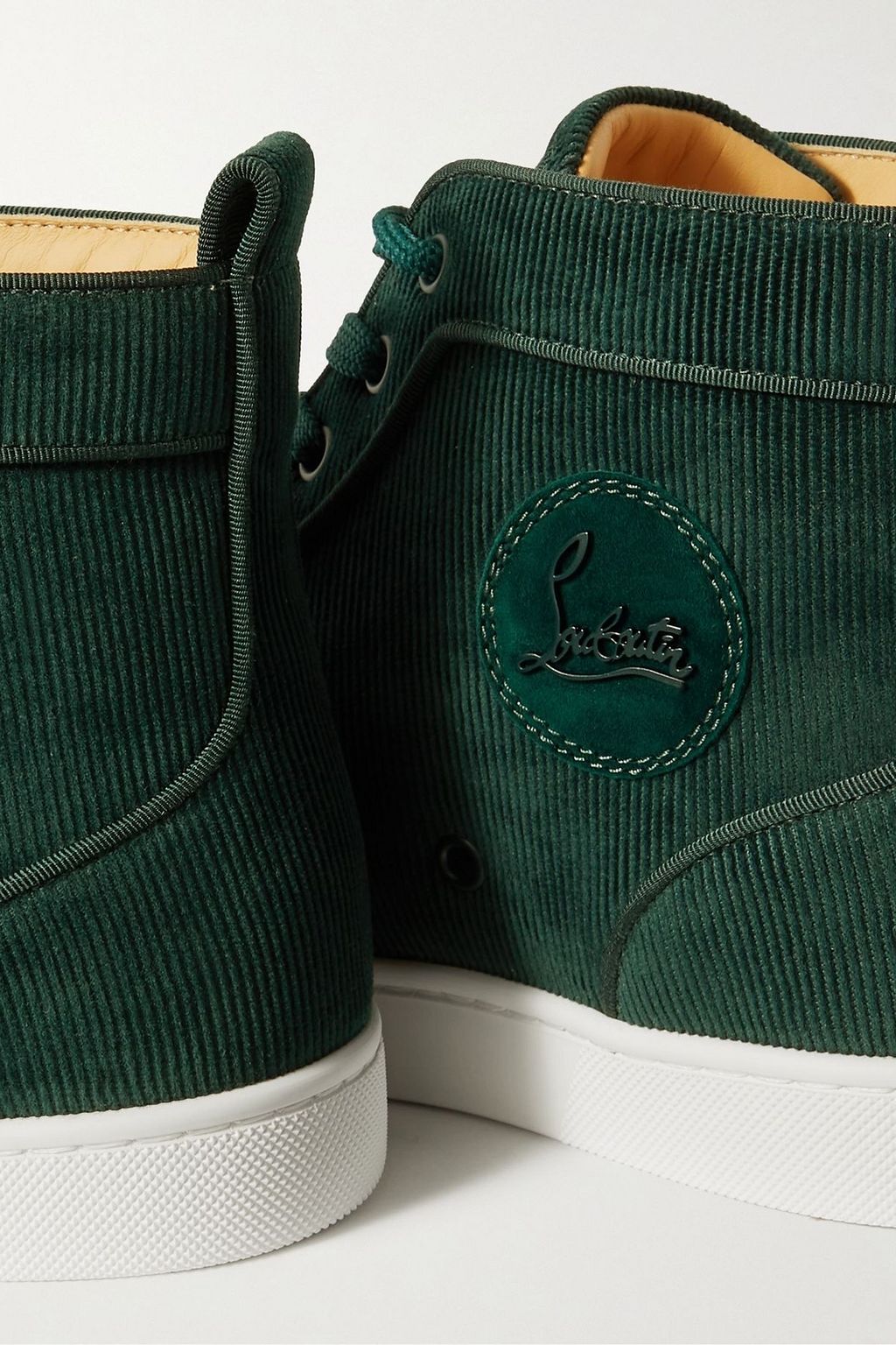 CHRISTIAN LOUBOUTIN حذاء سنيكرز Louis بطول فوق الكاحل من المخمل المضلع