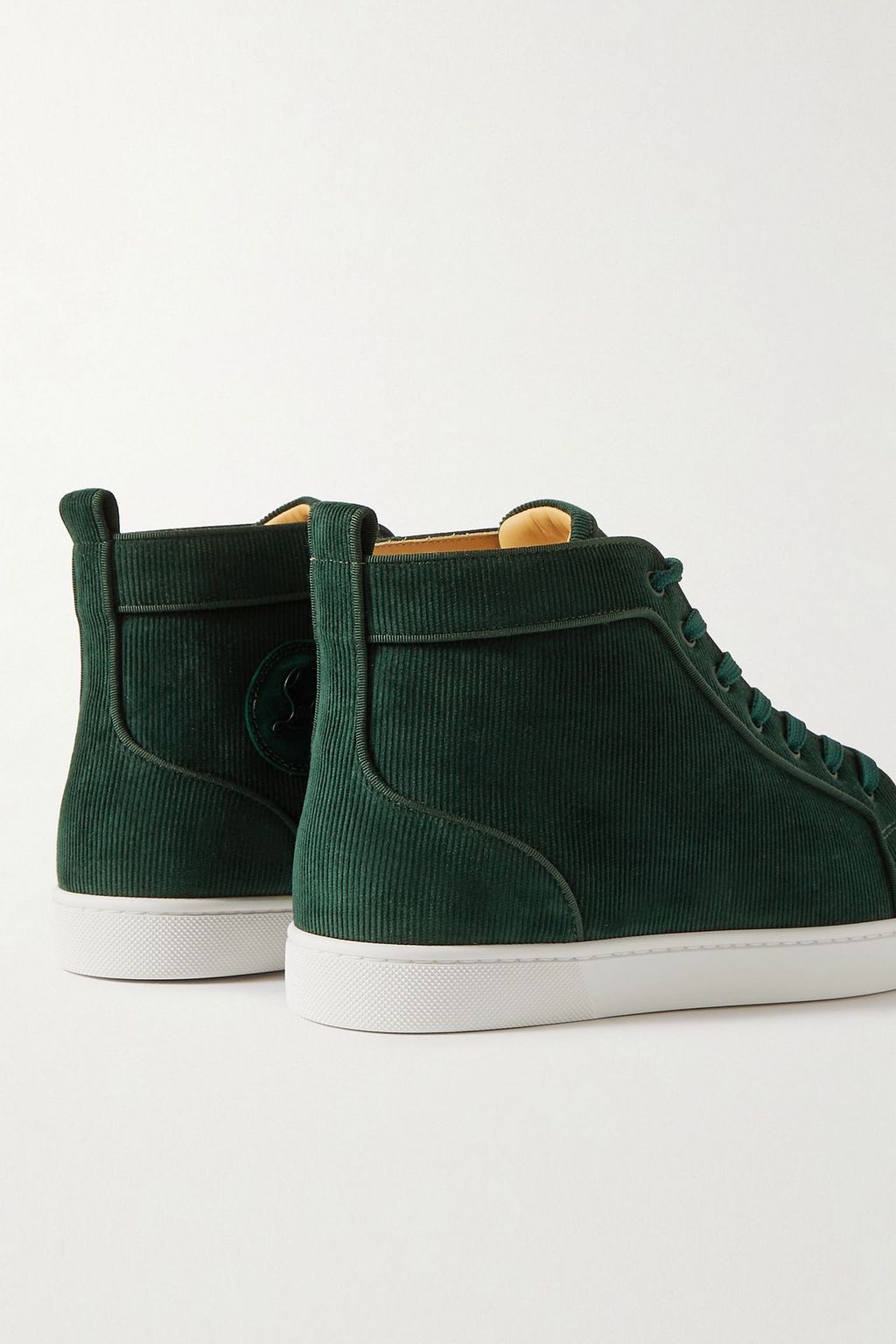 CHRISTIAN LOUBOUTIN حذاء سنيكرز Louis بطول فوق الكاحل من المخمل المضلع