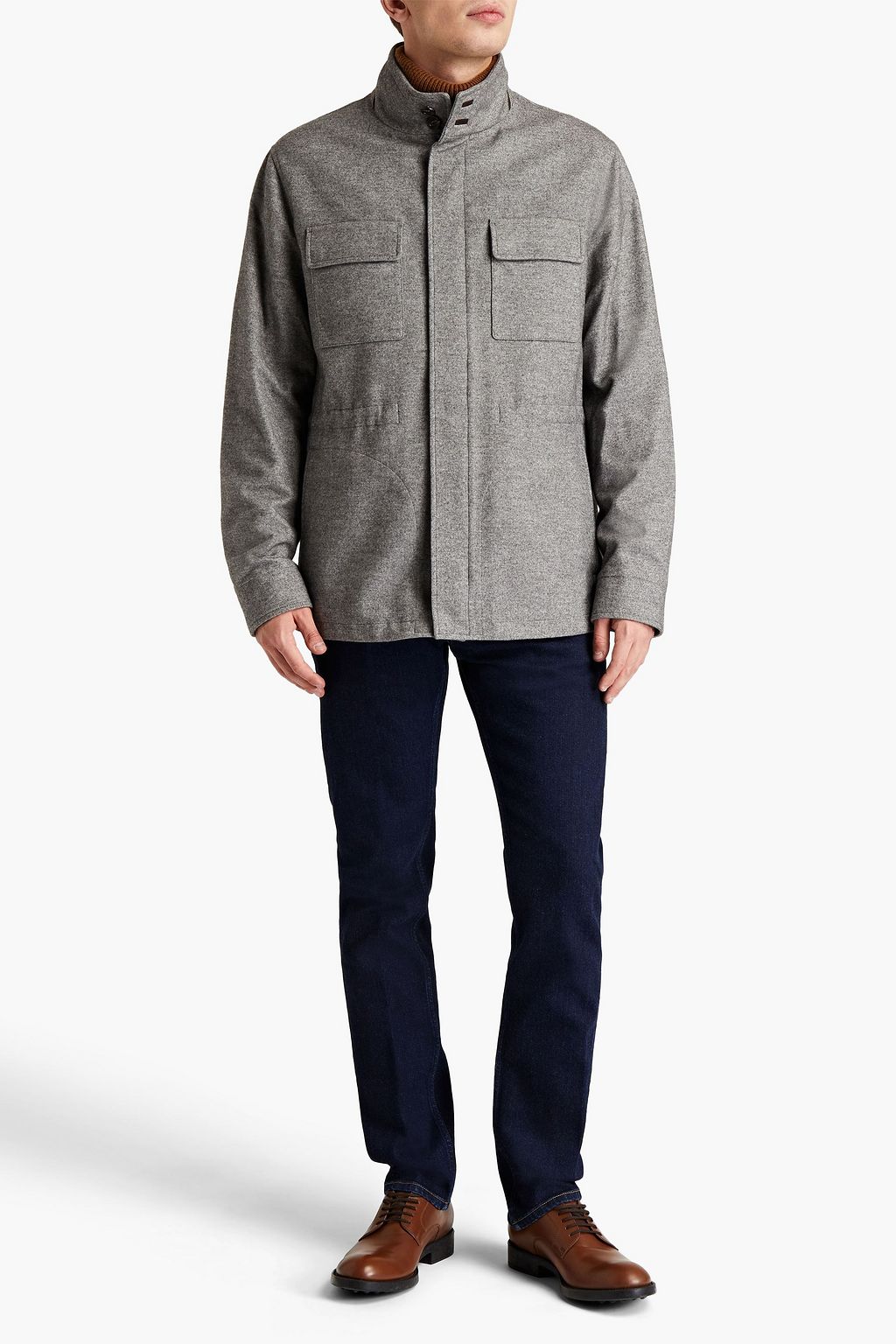 ZEGNA Mélange silk and cashmere-blend twill jacket
