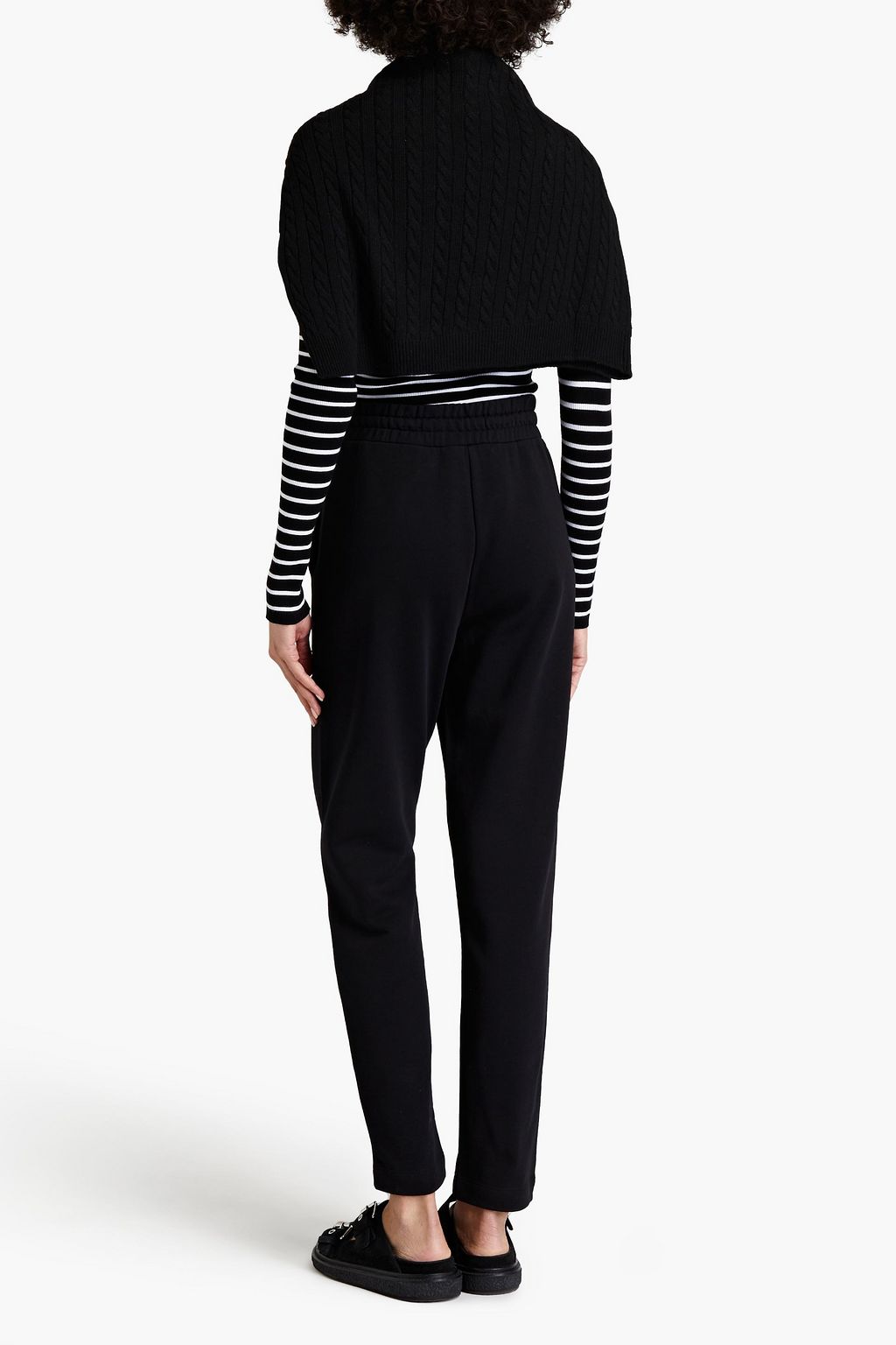 LOVE MOSCHINO Glittered printed French cotton-terry track pants