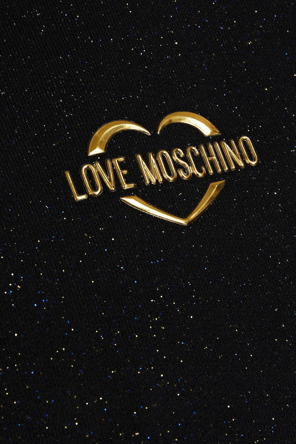 LOVE MOSCHINO Appliquéd metallic French cotton-blend terry hoodie