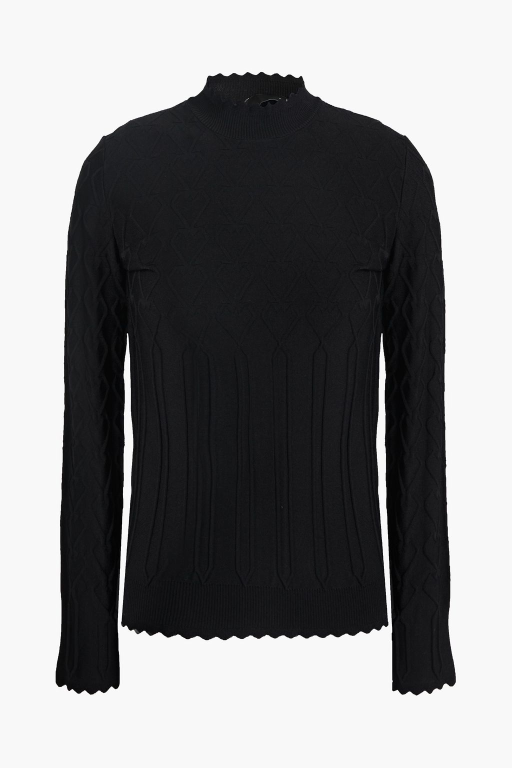 Scalloped knitted turtleneck sweater 