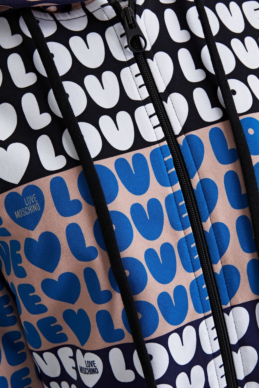 LOVE MOSCHINO Printed French cotton-blend terry hoodie