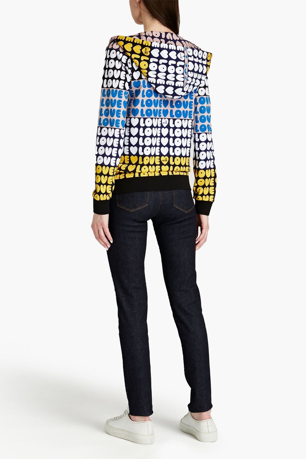 LOVE MOSCHINO Printed French cotton-blend terry hoodie