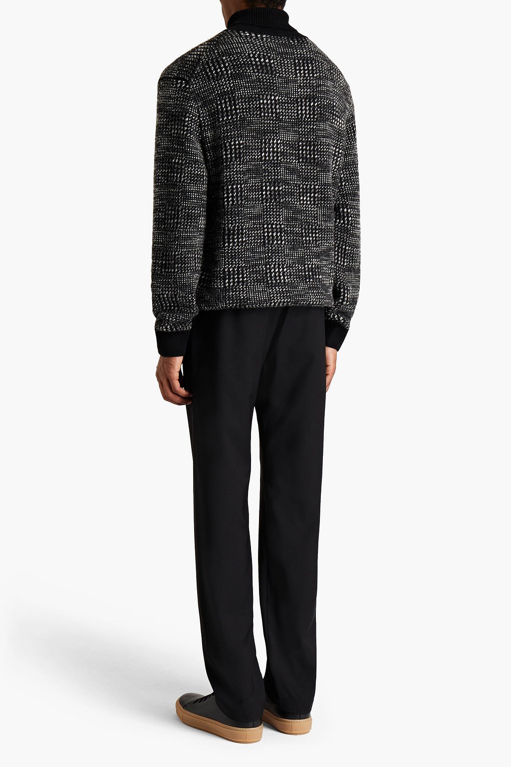 ZEGNA Mélange jacquard-knit cashmere and silk-blend turtleneck sweater