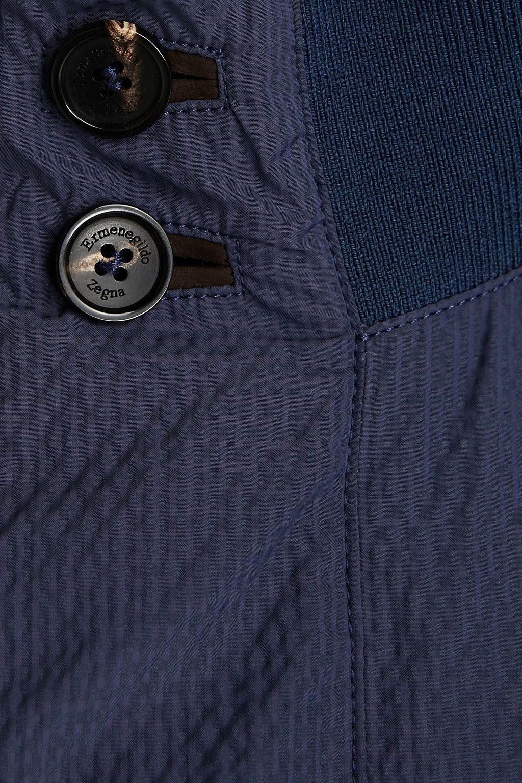 ZEGNA Leather-trimmed seersucker bomber jacket