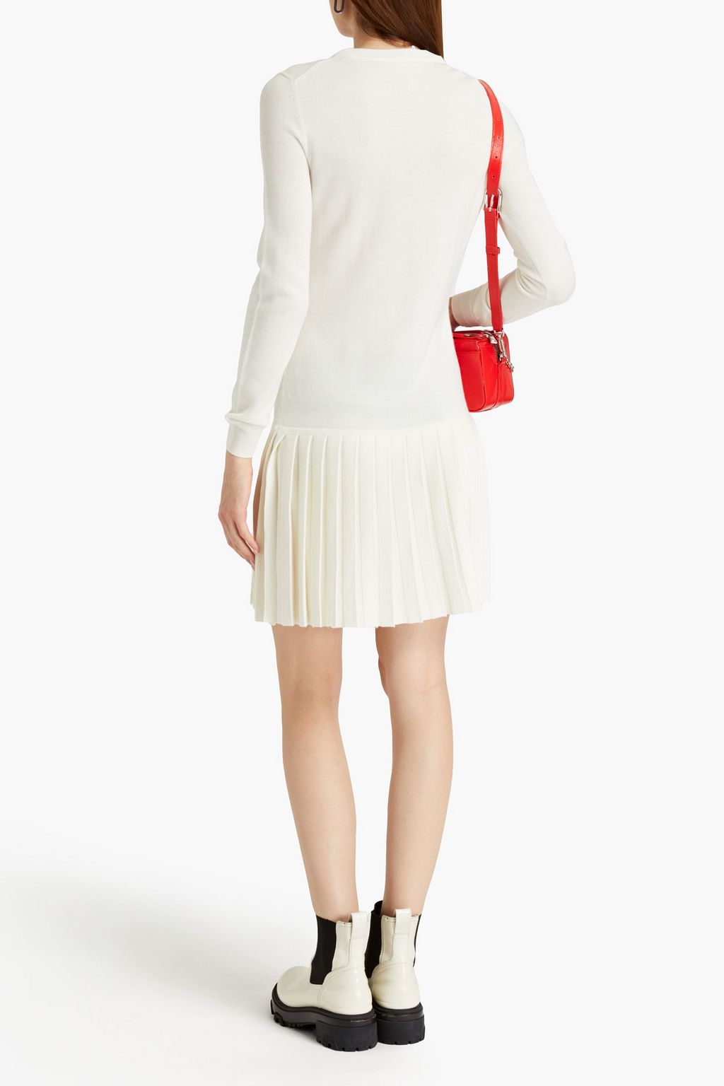 LOVE MOSCHINO Appliquéd intarsia wool-blend mini dress