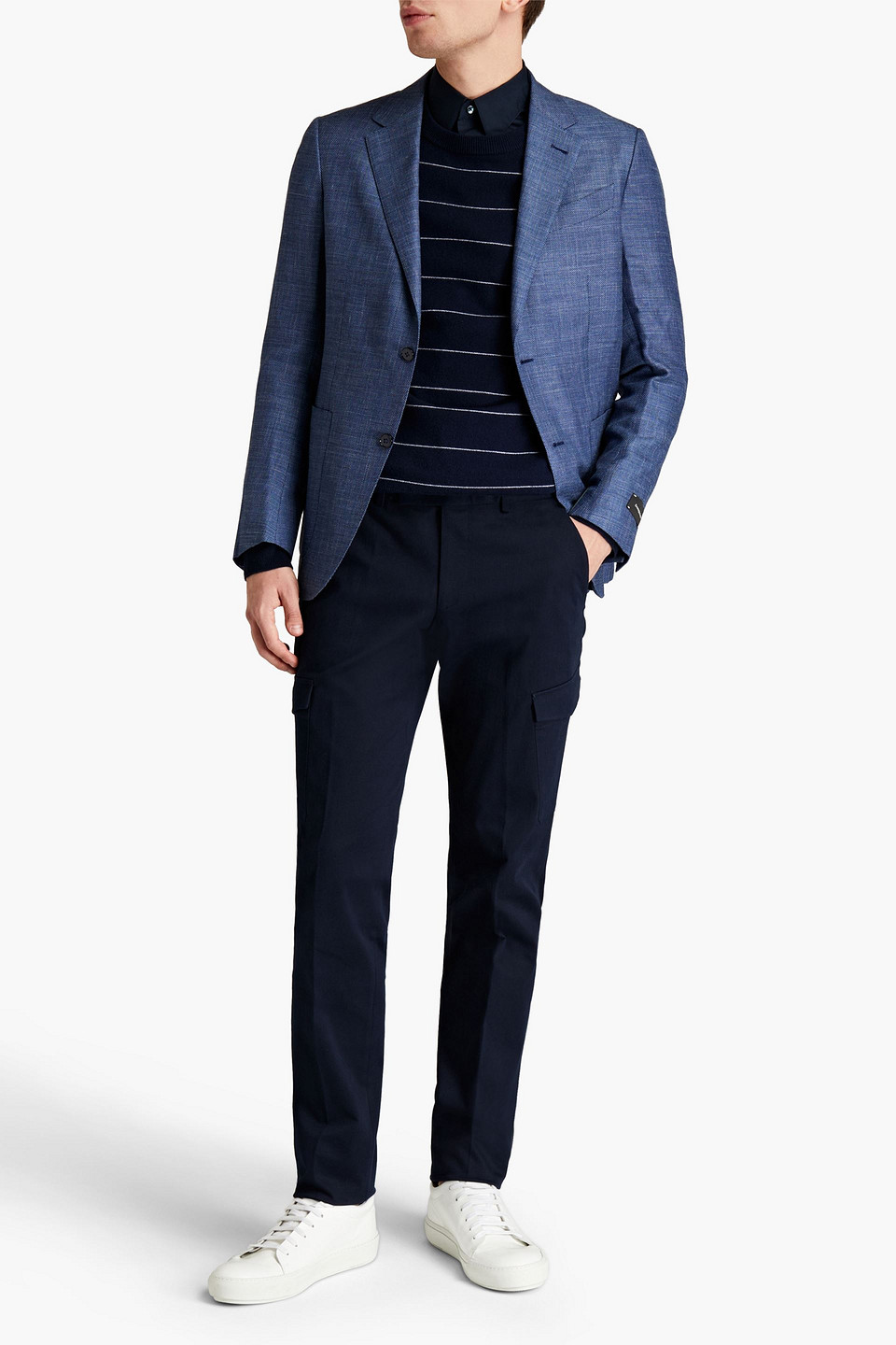 Ermenegildo Zegna Man Stretch-cotton Twill Chinos In Blue