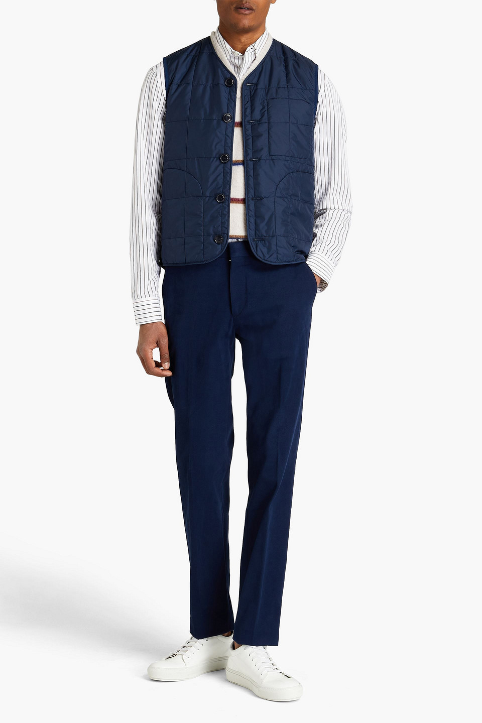 Ermenegildo Zegna Man Cotton-blend Gabardine Chinos In Blue