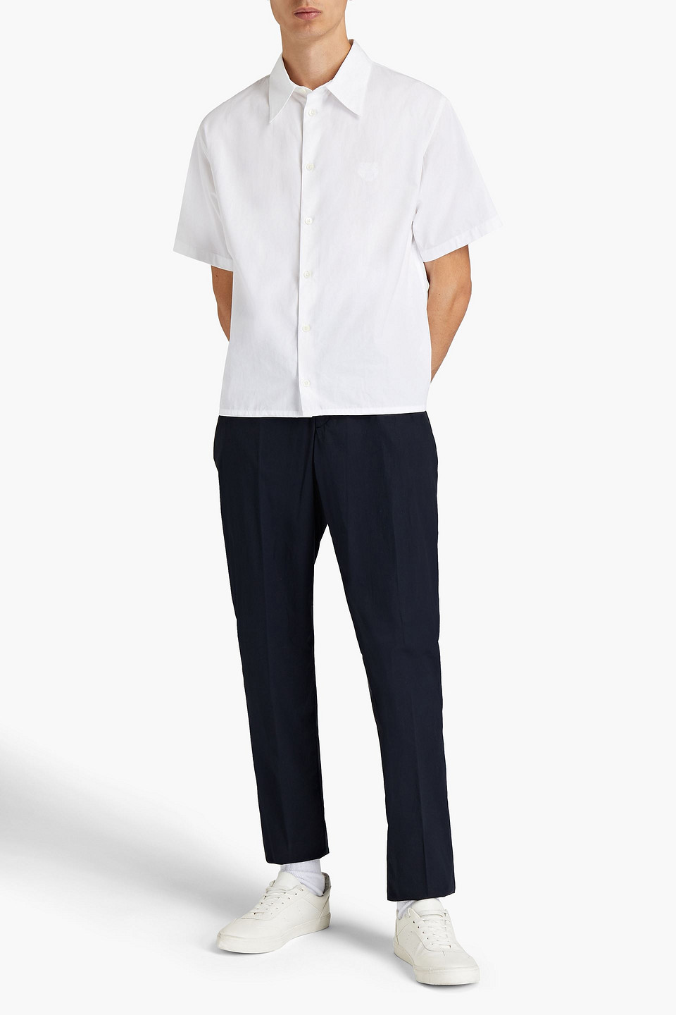 Ermenegildo Zegna Man Cotton-blend Chinos In Midnight Blue