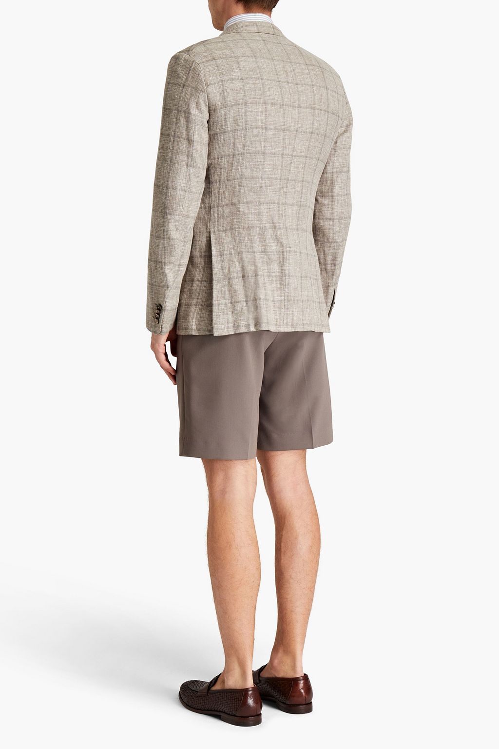 ZEGNA Checked linen, wool and silk-blend blazer