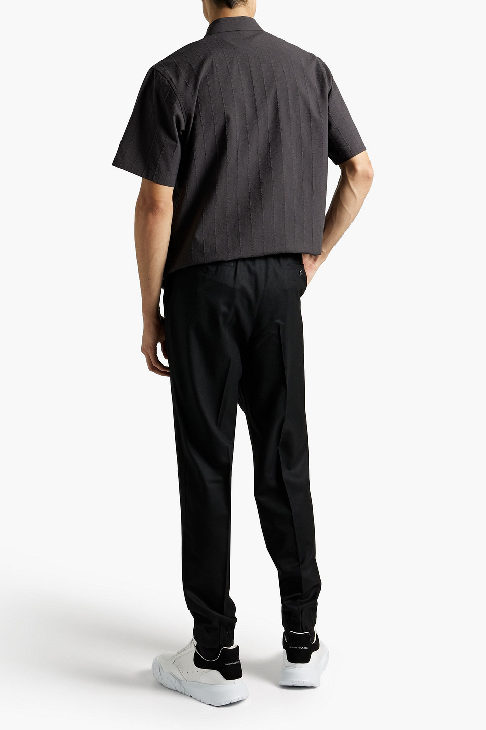 Zegna Tapered Wool-twill Pants In Black