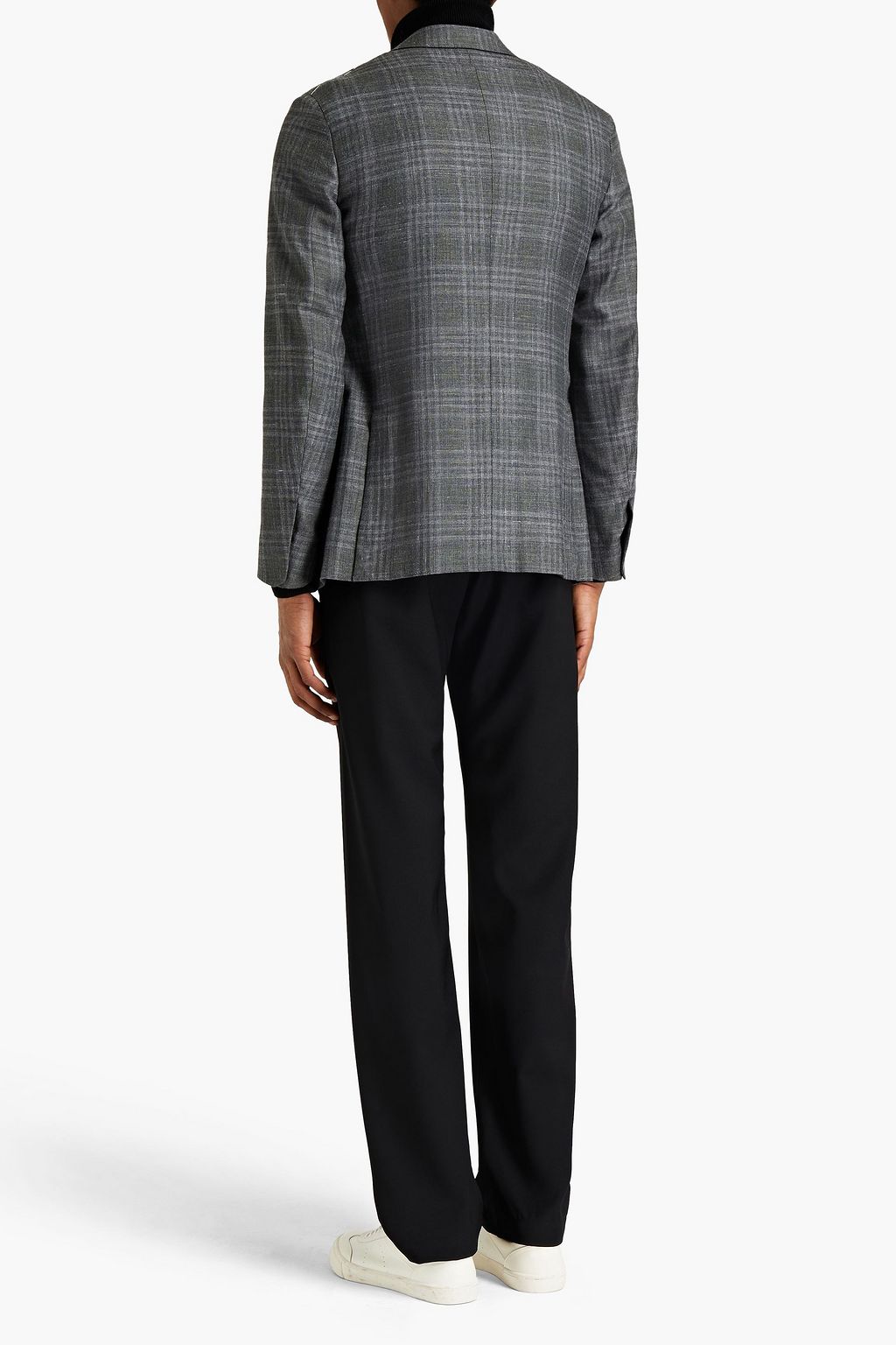 ZEGNA Slim-fit Prince of Wales checked cashmere, silk and hemp-blend blazer