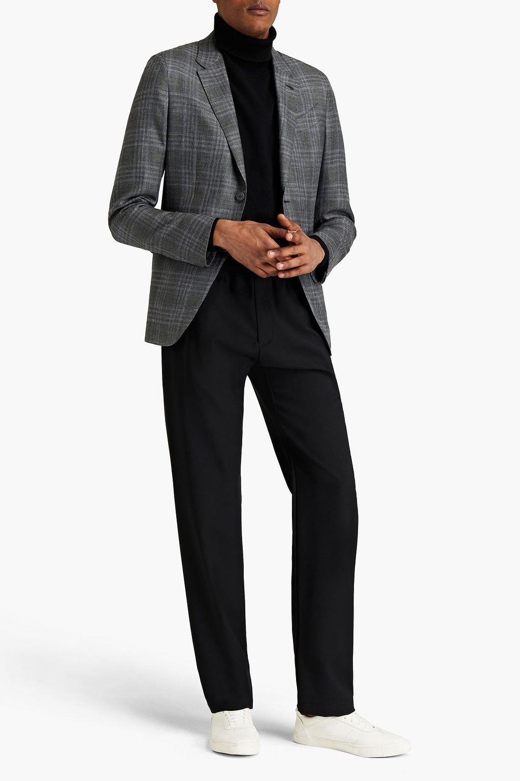 ZEGNA Slim-fit Prince of Wales checked cashmere, silk and hemp-blend blazer