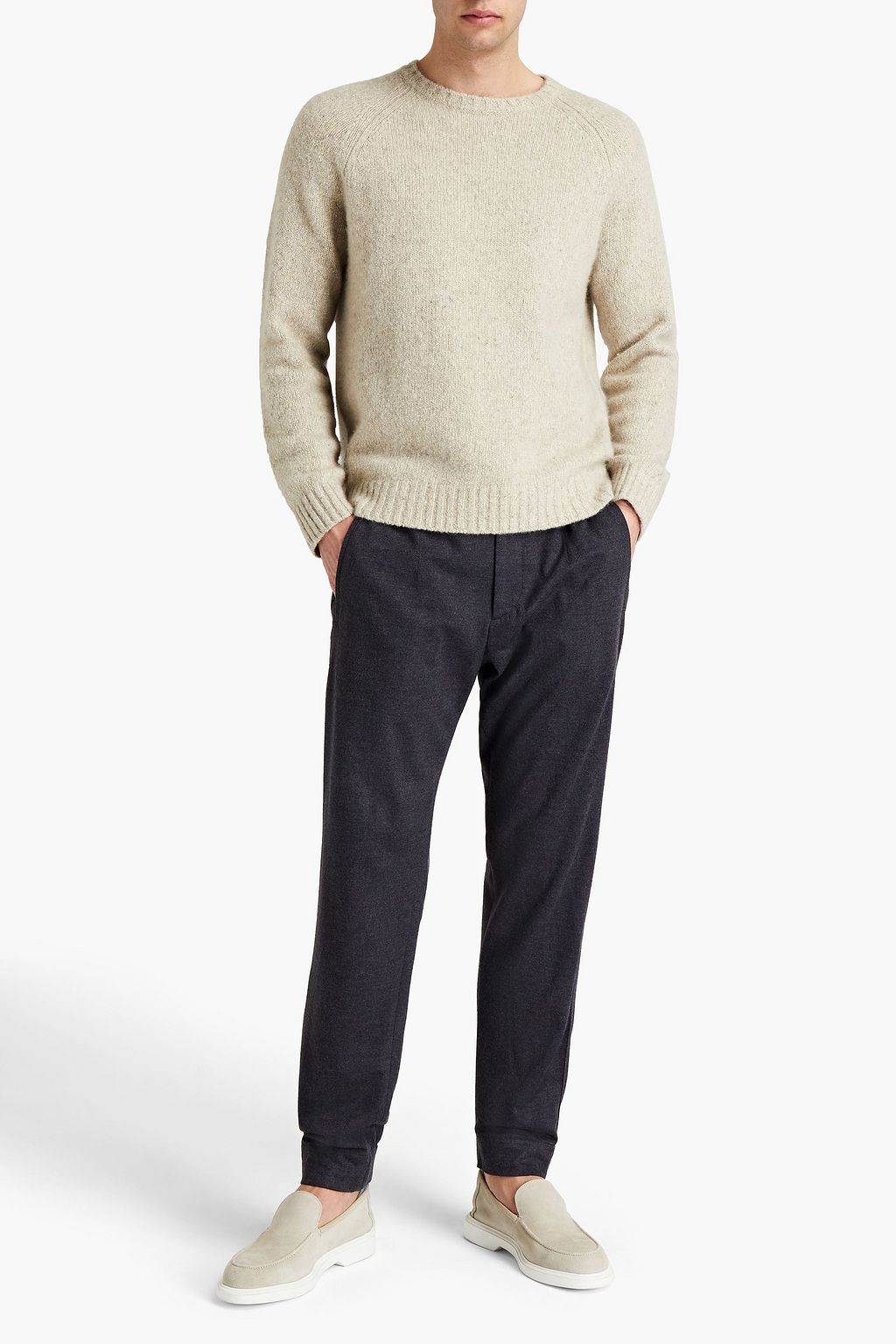 ZEGNA Tapered brushed wool pants