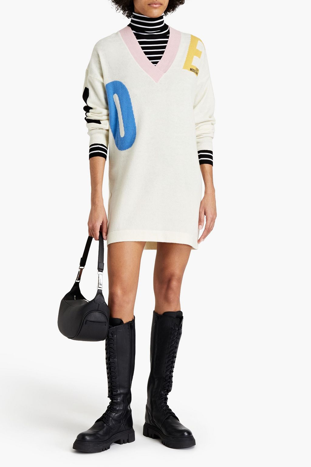 LOVE MOSCHINO Intarsia wool-blend mini dress