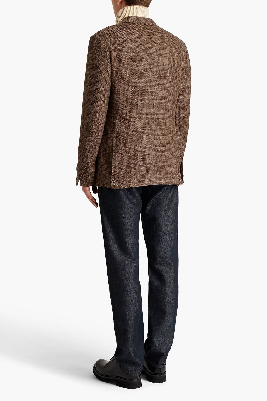 ZEGNA Houndstooth wool, silk and linen-blend blazer