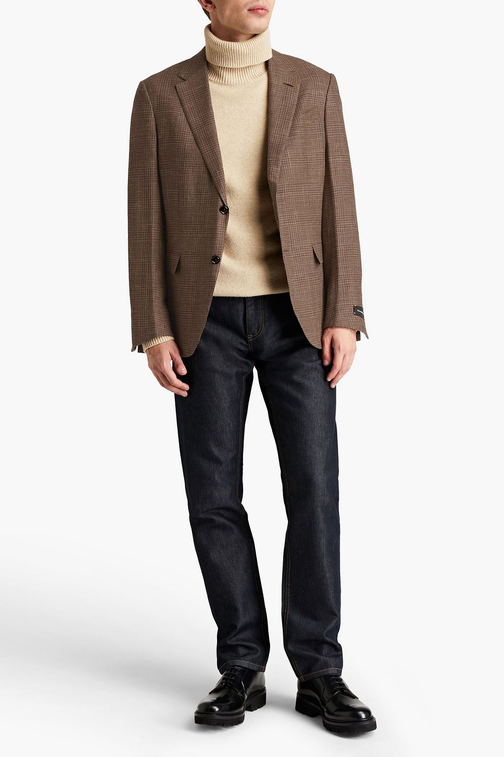 ZEGNA Houndstooth wool, silk and linen-blend blazer