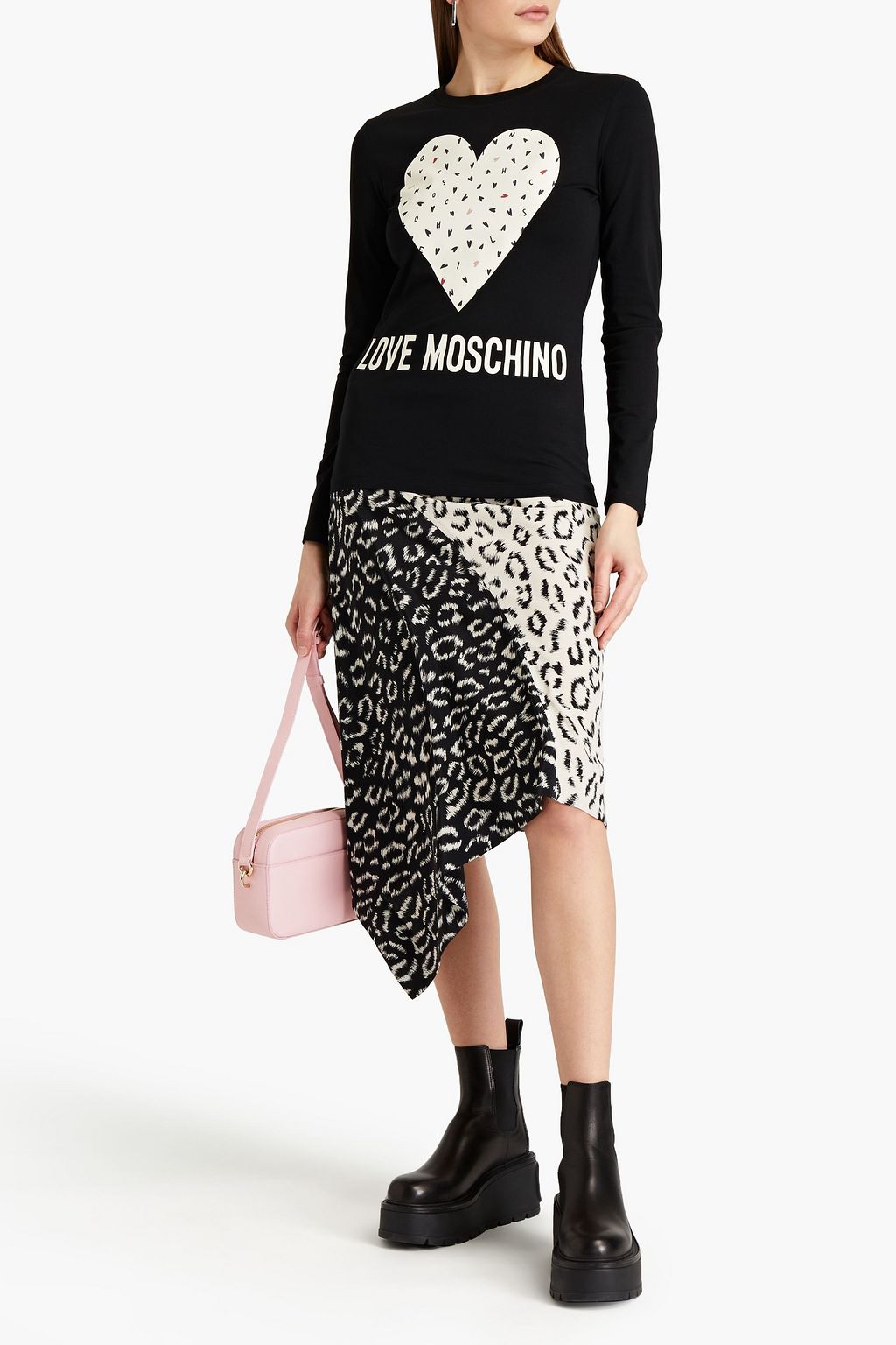LOVE MOSCHINO Printed stretch-cotton jersey top