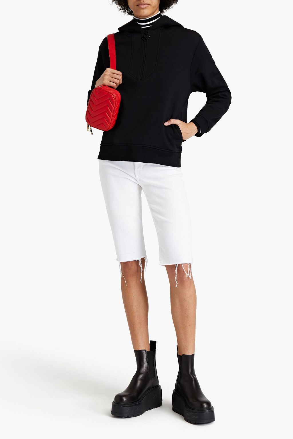 LOVE MOSCHINO French cotton-terry half-zip hoodie
