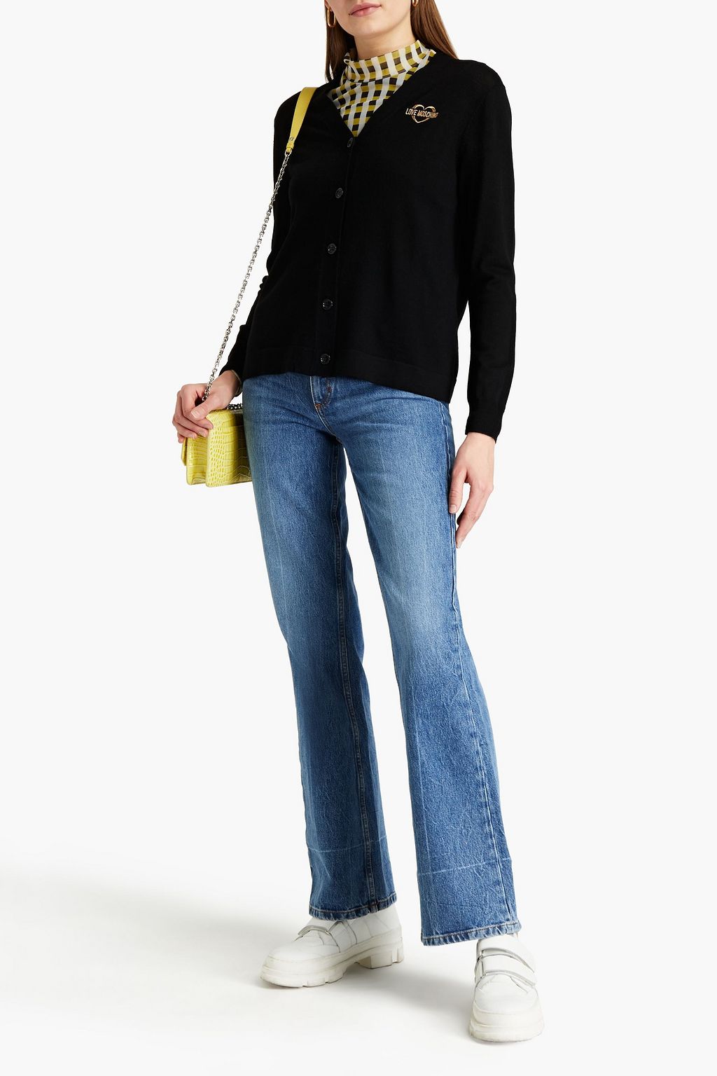 LOVE MOSCHINO Embroidered metallic wool cardigan