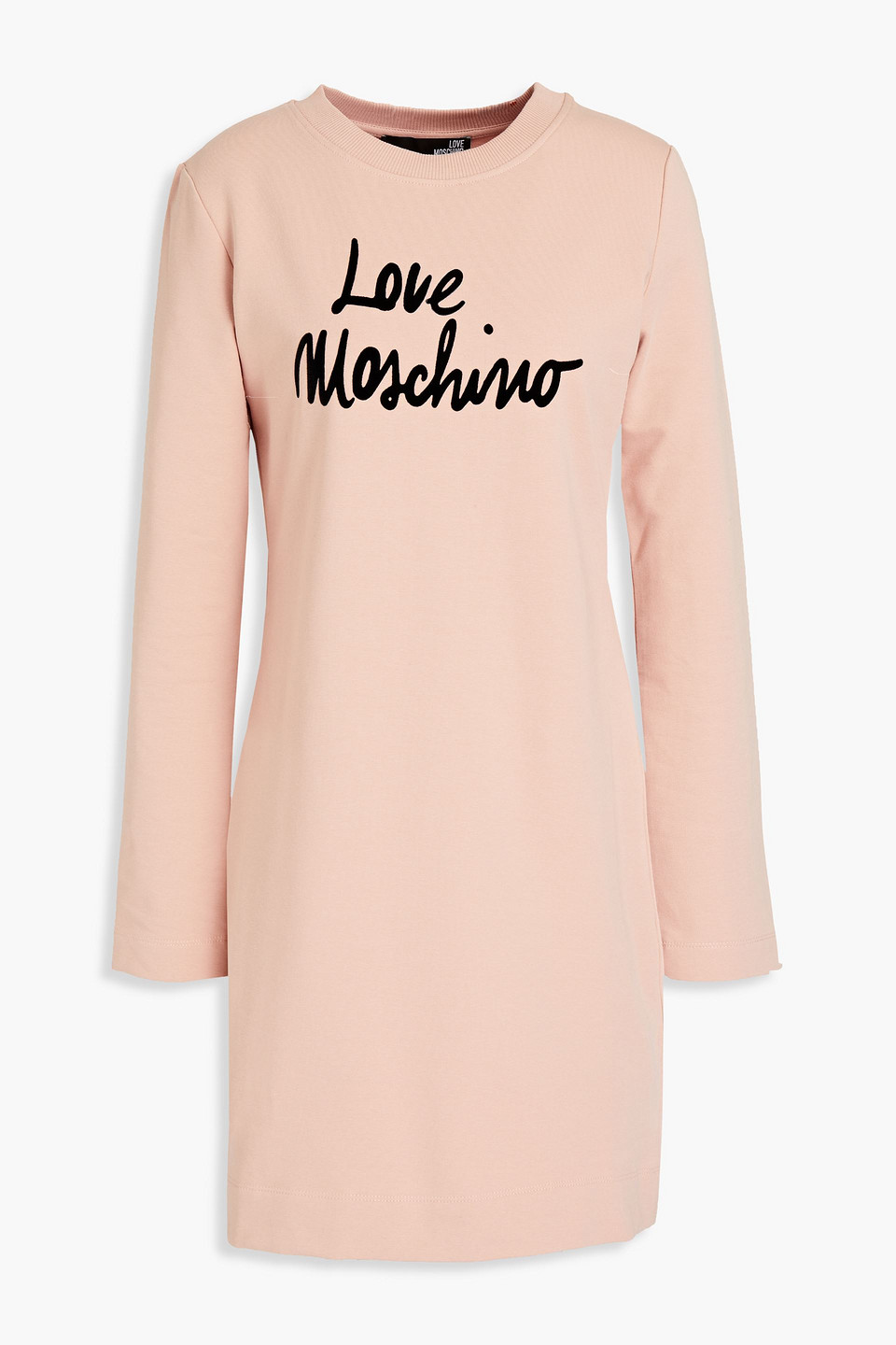 Love Moschino Flocked Cotton-blend Fleece Mini Dress In Blush