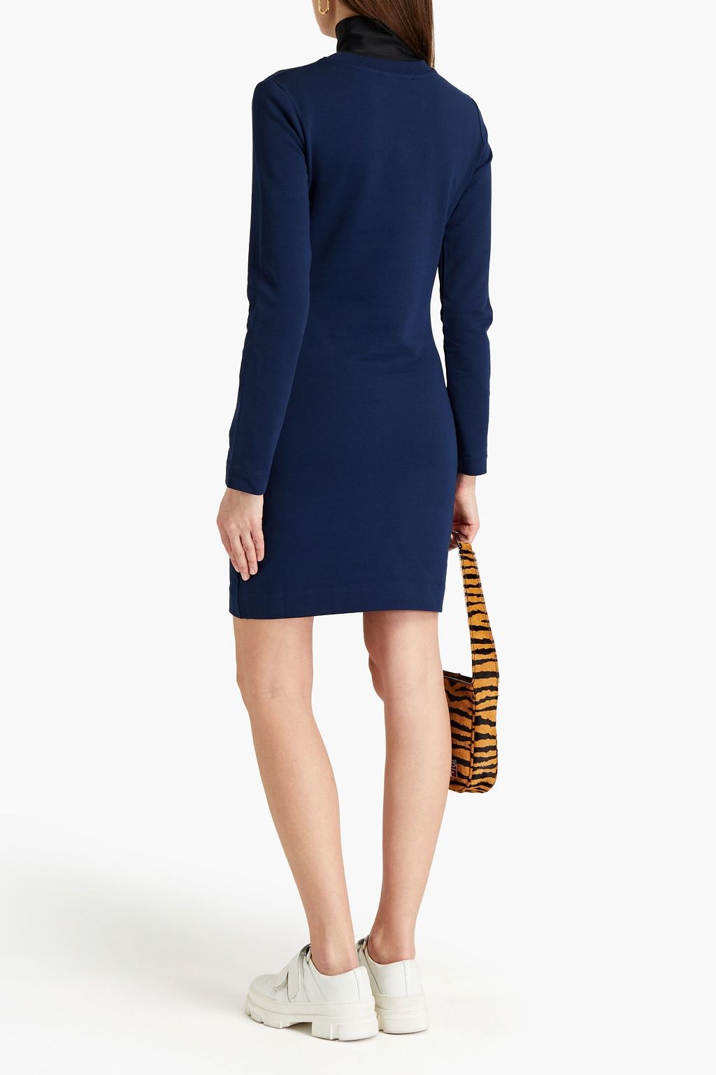 LOVE MOSCHINO Flocked cotton-blend fleece mini dress