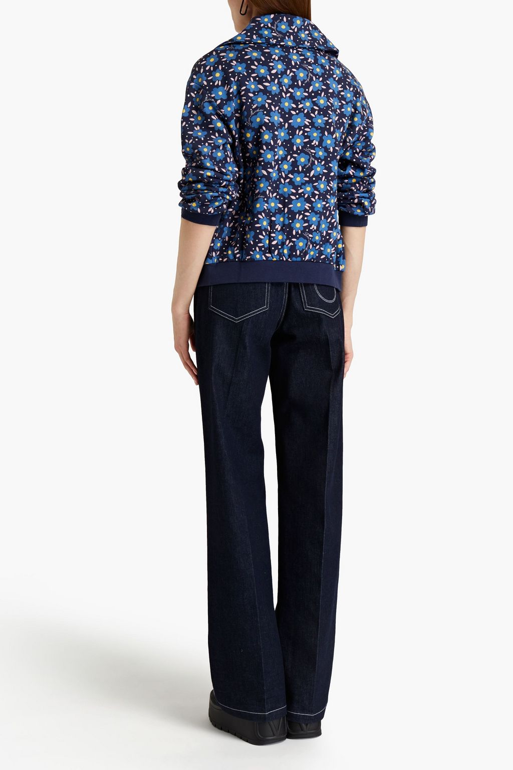 LOVE MOSCHINO Floral-print French cotton-terry hoodiet