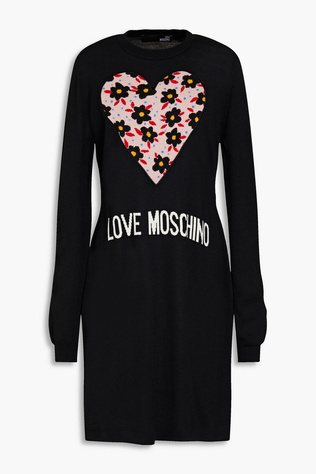 LOVE MOSCHINO Intarsia wool-blend mini dress | THE OUTNET