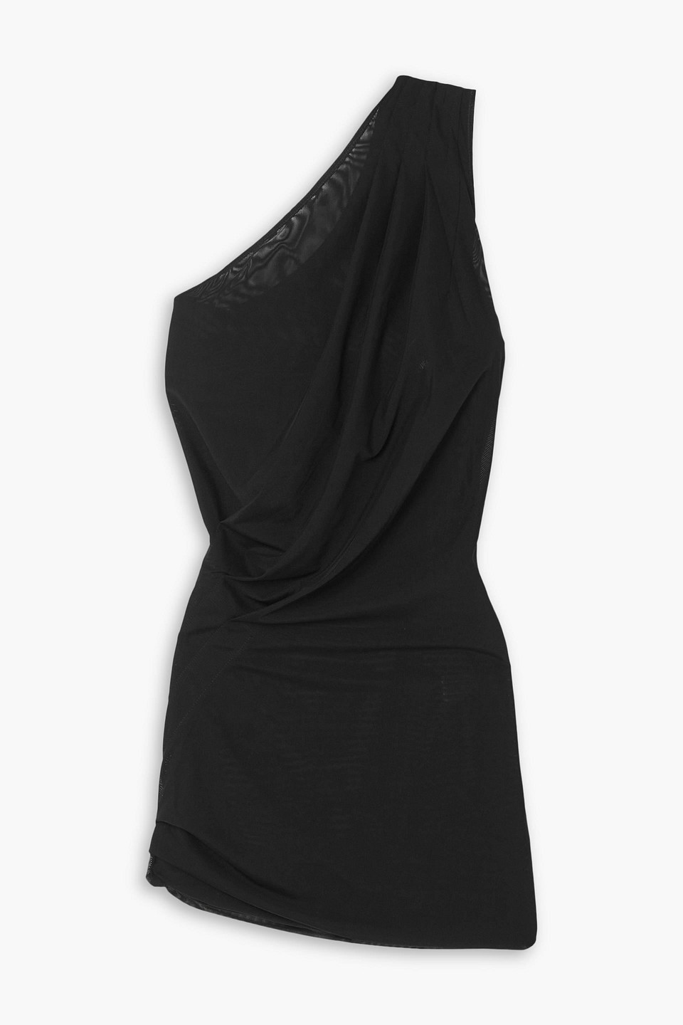 Marysia King One-shoulder Gathered Stretch-tulle Mini Dress In Black