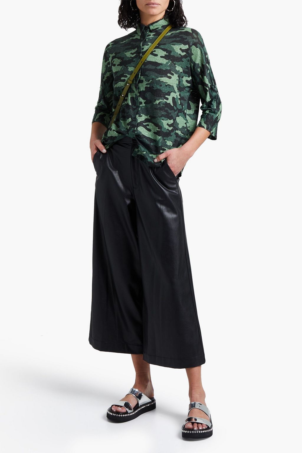 MAJESTIC FILATURES Camouflage slub linen-blend jersey shirt
