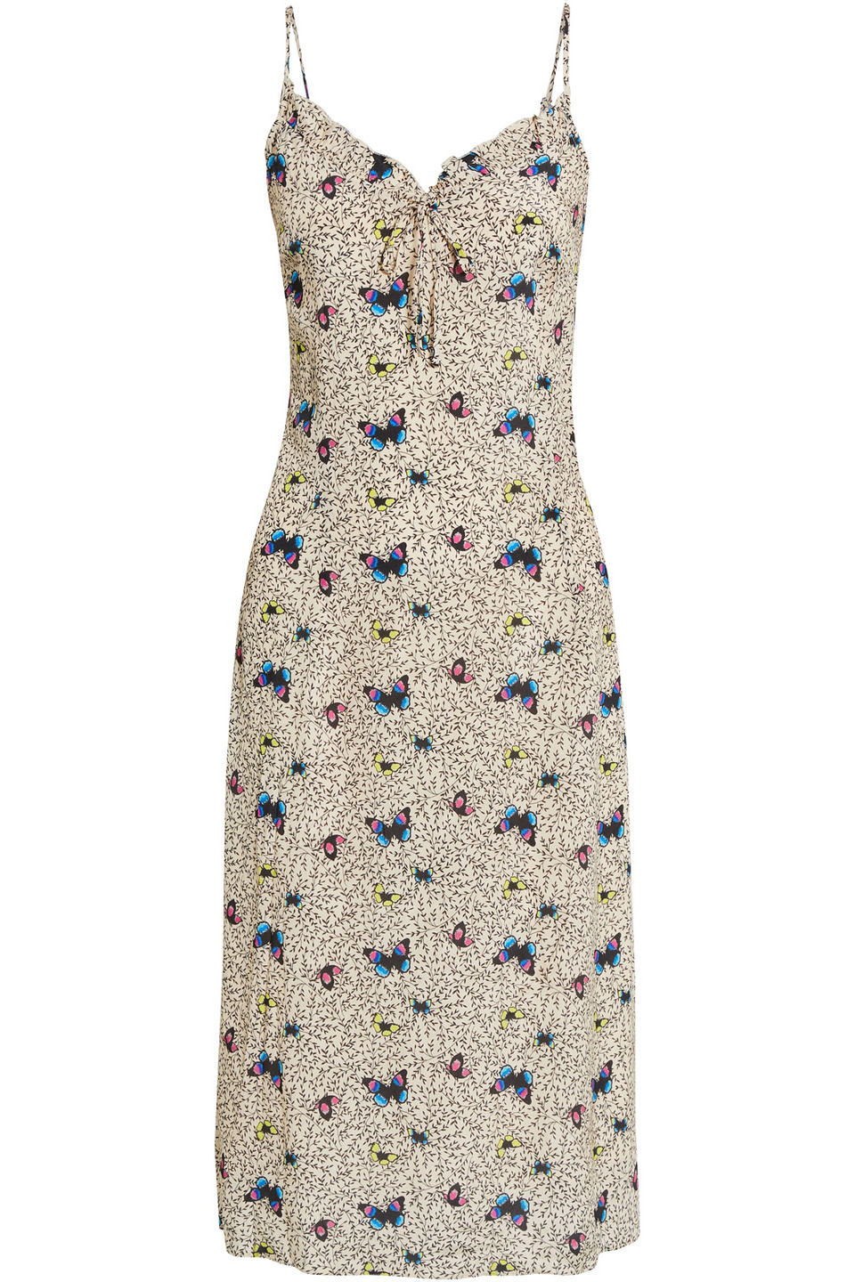 Anika ruffled printed crepe slip dress