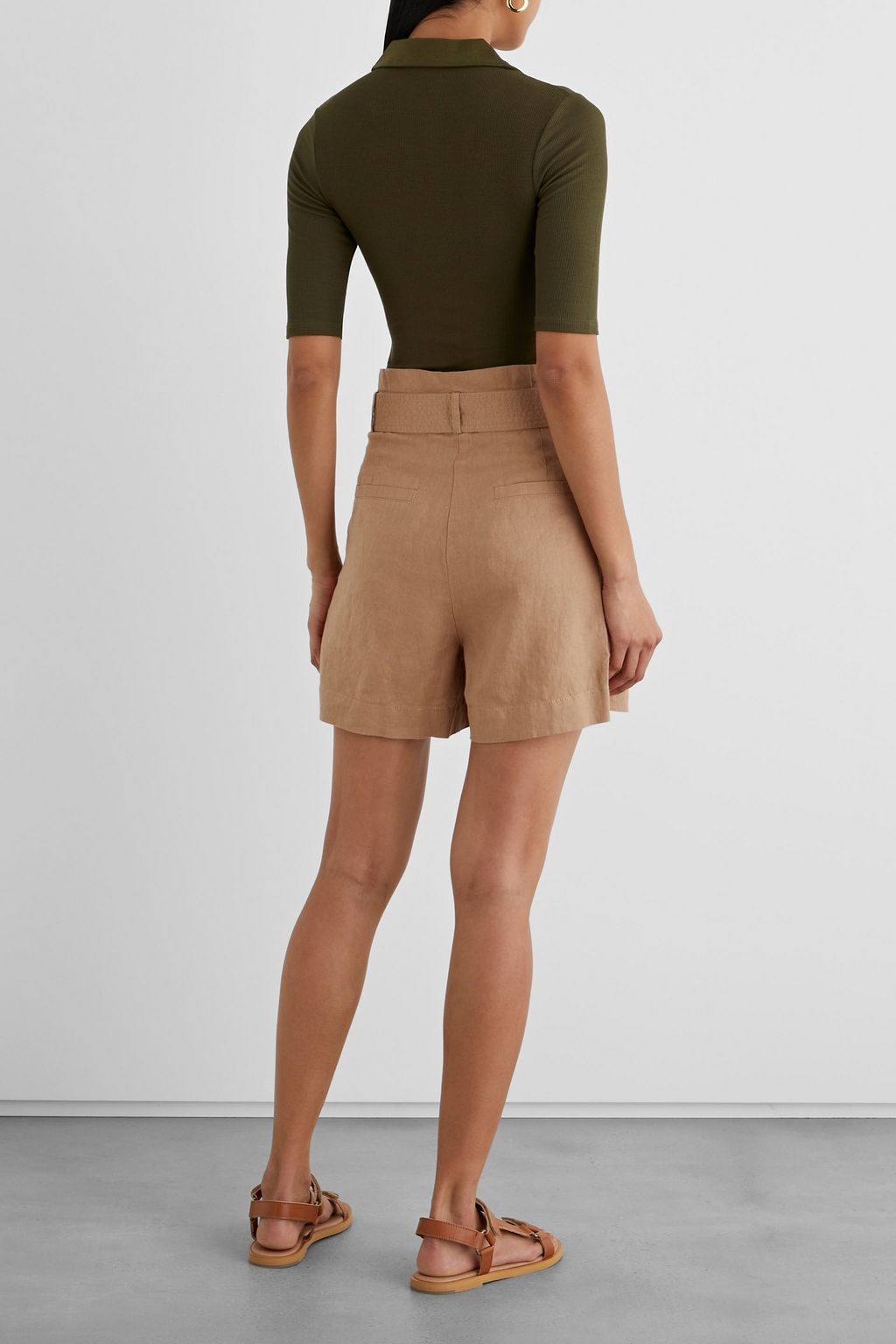 IRIS & INK Agathe belted linen shorts