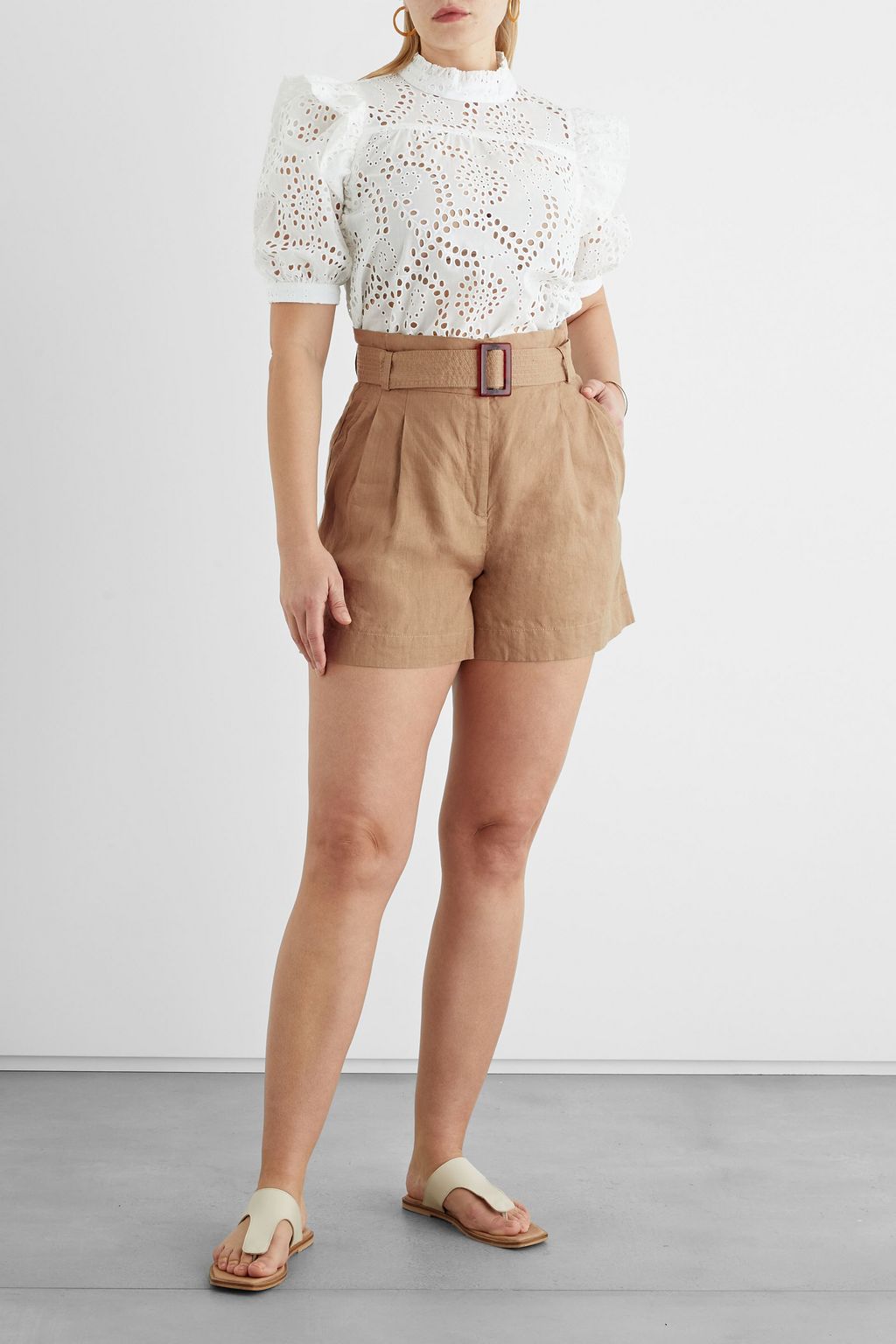 IRIS & INK Agathe belted linen shorts