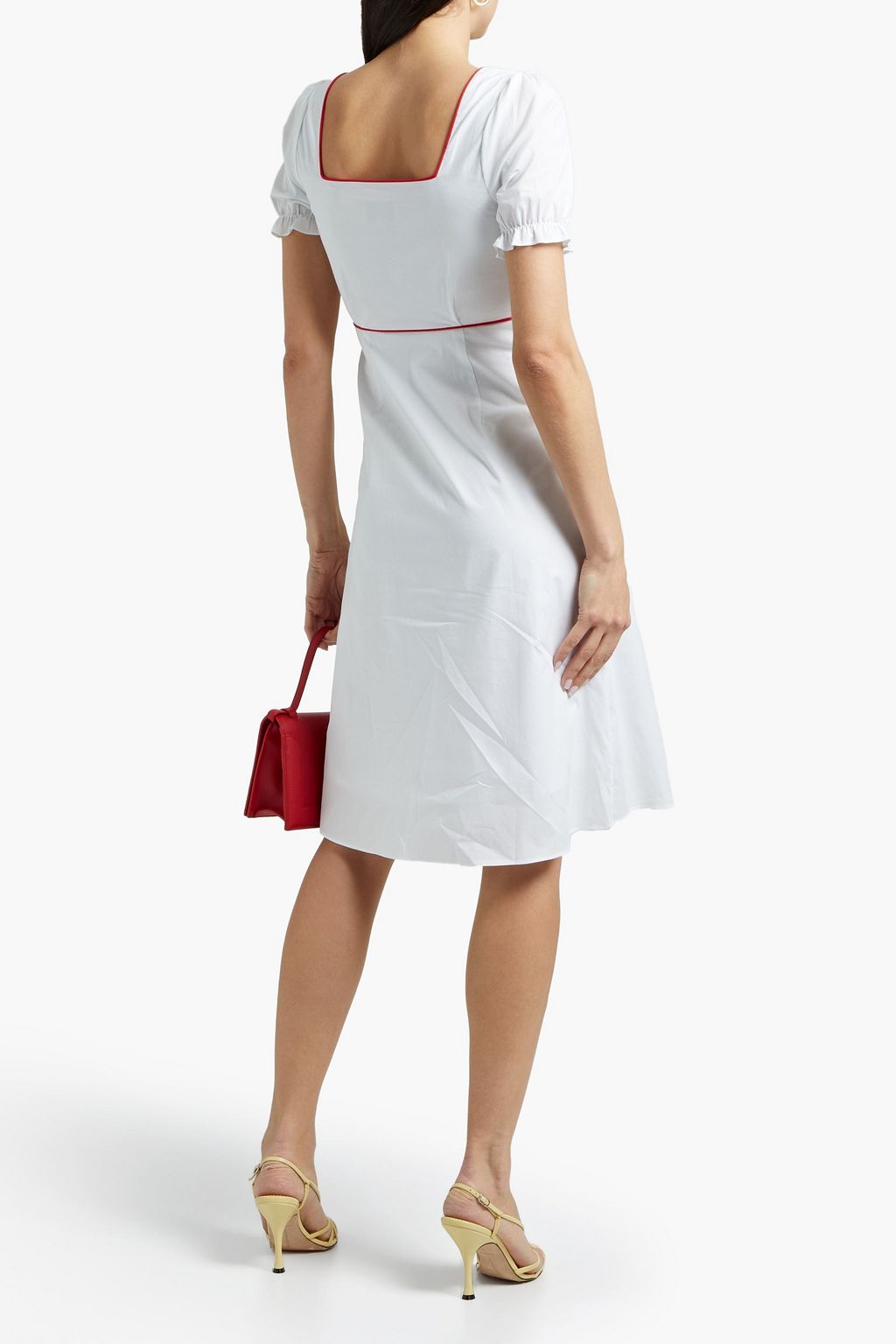 HVN Zoey embroidered cotton-blend poplin dress
