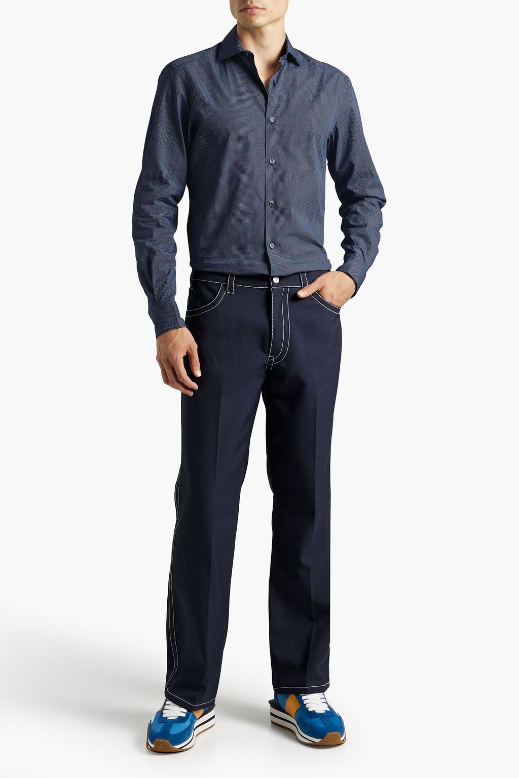 ZEGNA Printed cotton-poplin shirt