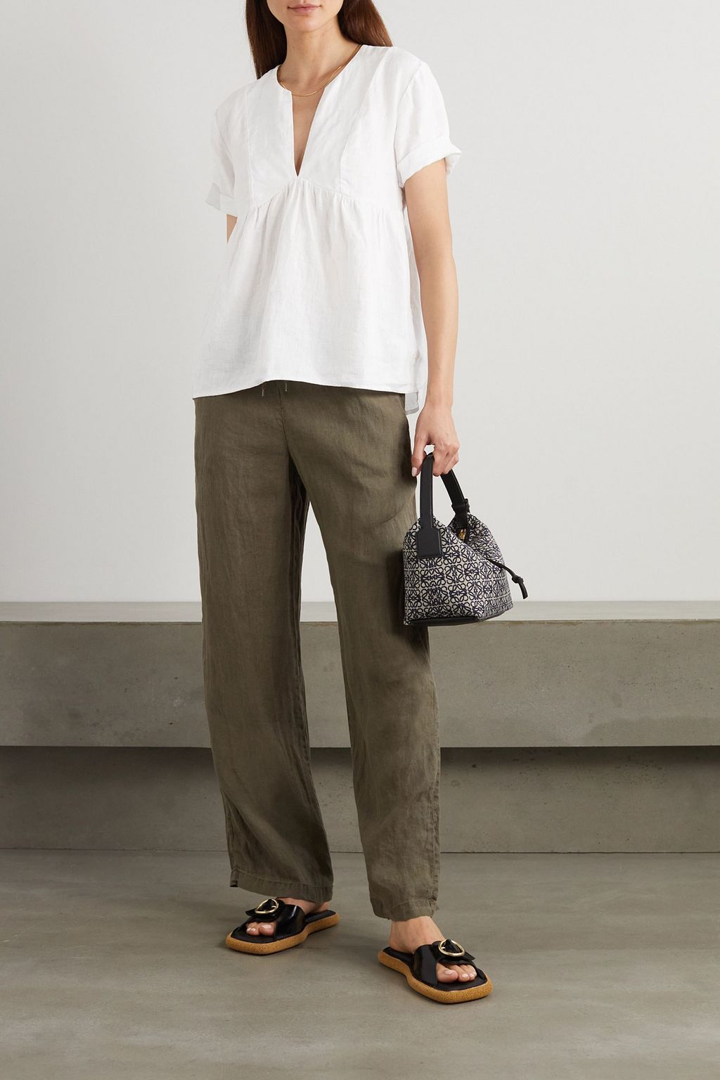 JAMES PERSE Gathered linen top