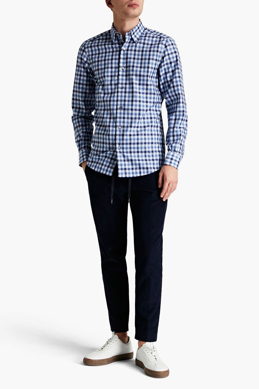 ZEGNA Checked cotton-poplin shirt
