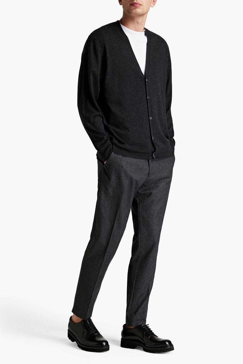 N.PEAL Mélange cashmere and silk-blend cardigan