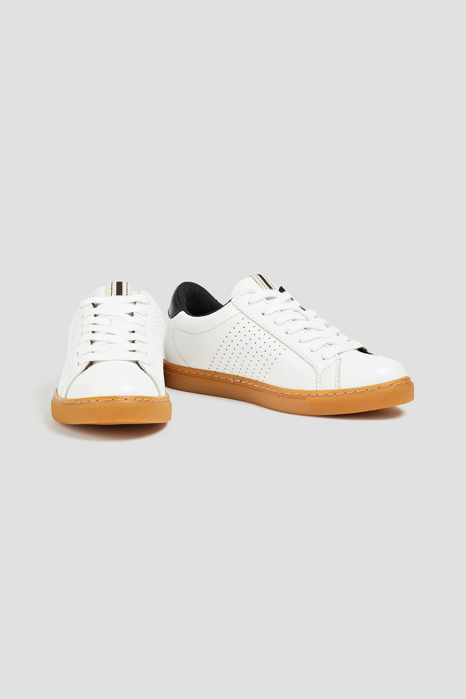 Ba&sh Perforated Leather And Suede Trainers In White