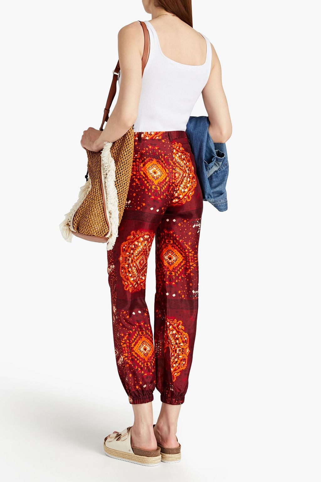 BA&SH Helf printed silk-satin tapered pants