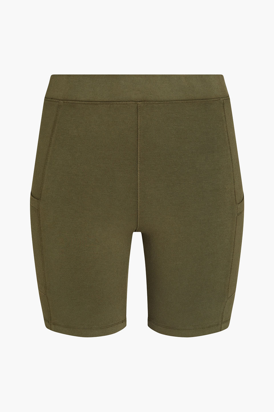 monrow - stretch-cotton jersey shorts - green - s