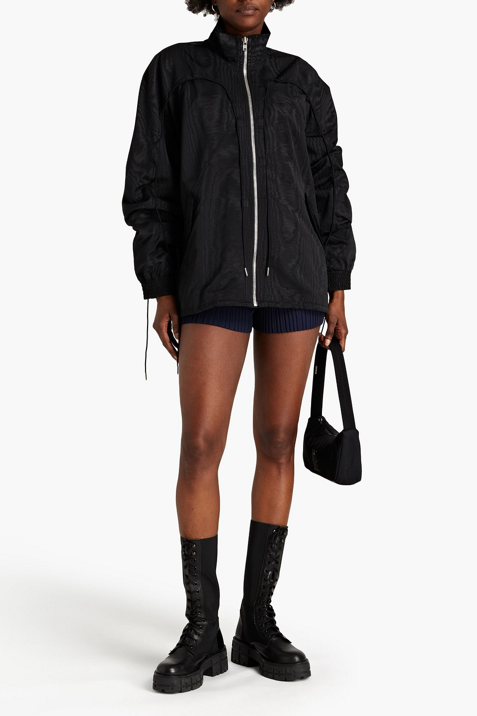 Dion Lee Oversized Moire Jacket In Black
