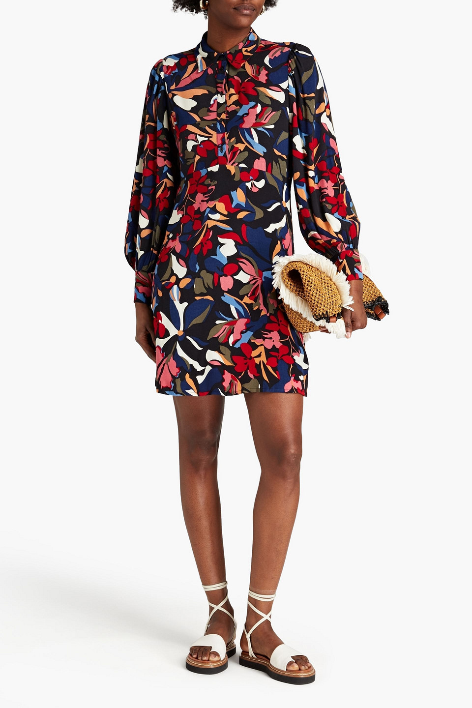 Ba&sh Catty Floral-print Crepe Mini Dress In Multi