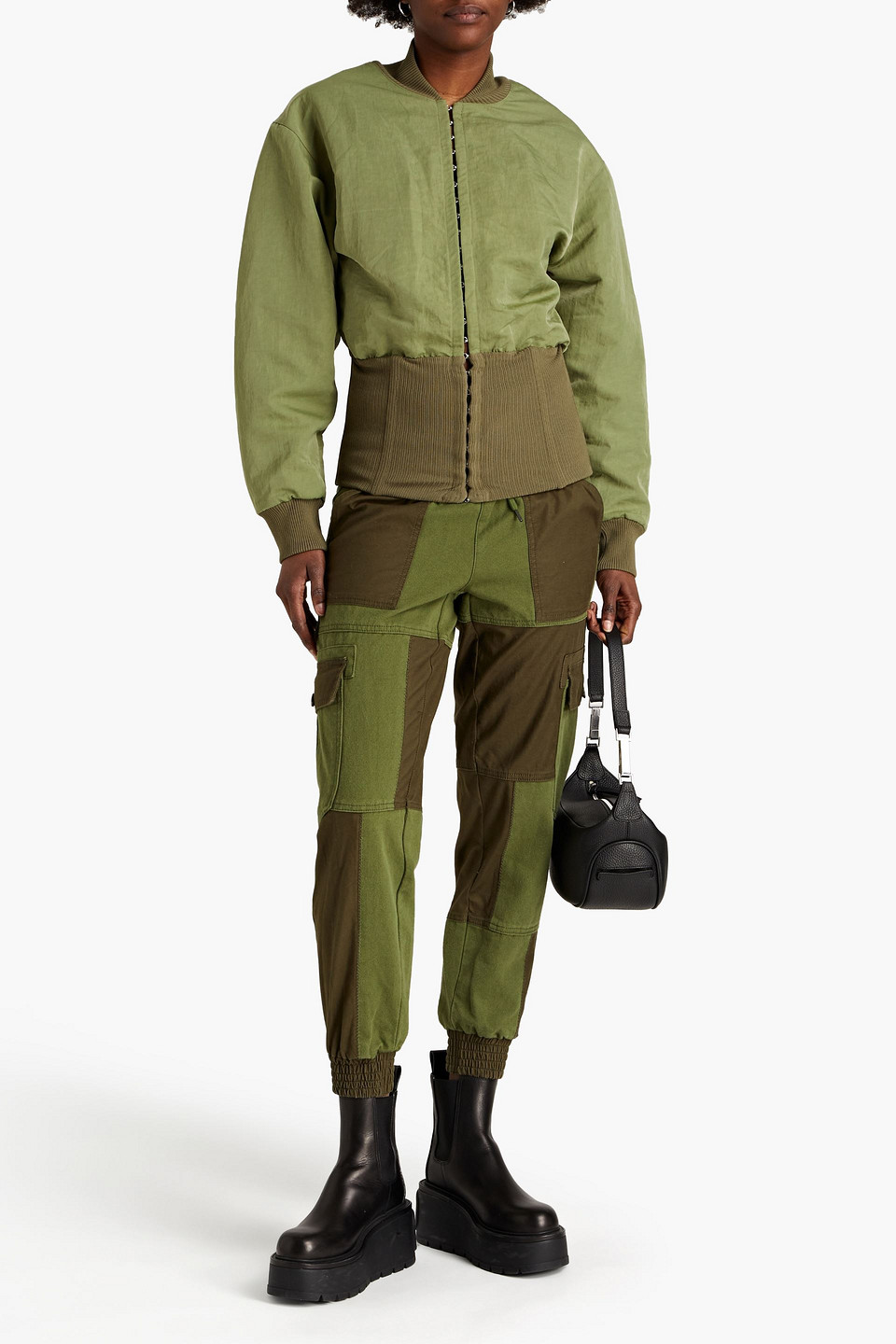 Dion Lee Crinkled-shell Bomber Jacket In Army Green